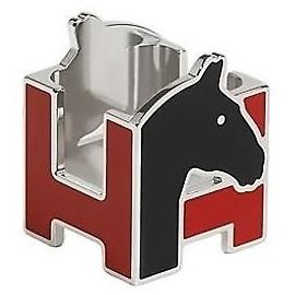 Hermès Cheval Scarf Ring Rouge Noir Marrom