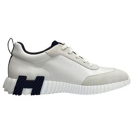 Hermès Bouncing Sneakers White Leather Black Blanc Branco