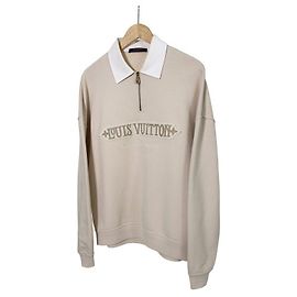 Louis Vuitton Half-Zip-Sweatshirt mit verziertem Logo Beige Braun