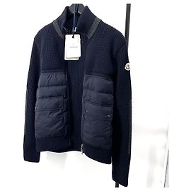 Moncler Hybrid Strick-Steppjacke Cardigan Navy Blau