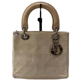 Dior Lady Cannage Tote Bag Ivory Silver Small Weiß
