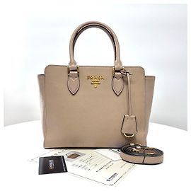 Prada Borsa Tote e borsa a tracolla in pelle Saffiano Marrone