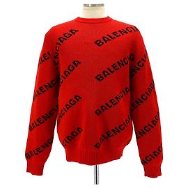 Balenciaga Pull en maille Multi Logo Rouge