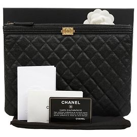 Clutch Chanel New Medium Castanho Pele de Vitelo Marrom
