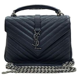 Autre Marque Matelassé College Silver Chain Medium Shoulder Bag Silvery