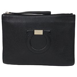 Clutch Gancini Salvatore Ferragamo Nera in Pelle Nero