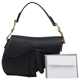Dior Mini Bolsa Tote Saddle em Couro Preta Preto