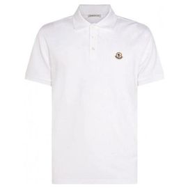 Moncler Piqué-Poloshirt aus Baumwolle mit Logo-Patch Weiß