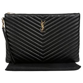 Autre Marque Portadocumenti Cassandra in pelle matelassé Black Gold Nero