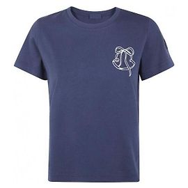 Moncler T-Shirt en coton avec logo brodé Bleu