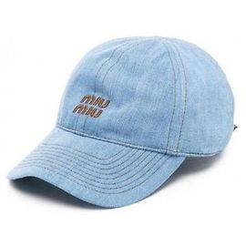Boné de beisebol Miu Miu em denim azul Azul