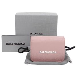 Balenciaga Mini Crocodile Pattern Leather Cash Wallet Pink Multiple colors