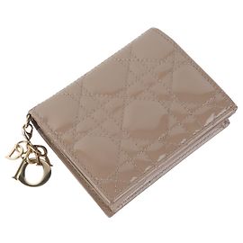 Dior Patent Cannage Compact Wallet Brown
