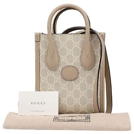 Gucci Mini sac cabas Interlocking Beige Marron