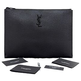 Autre Marque Clutch Monogram Black Logo Black Nero