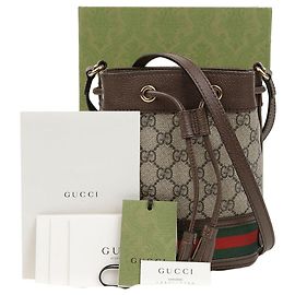 Gucci Mini Borsa Secchiello Ophidia GG Marrone Marrone