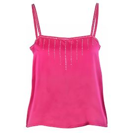 Autre Marque Top camisola de seda rosa com strass Louis Féraud Rosa Outro