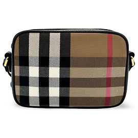 Burberry Camera Vintage Check Canvas Small Negro