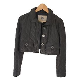 Burberry Quilted Leather Cropped Jacket Black Black