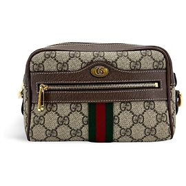 Gucci Ophidia Double Zip GG Coated Canvas Small Marrone