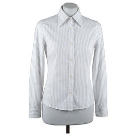Dolce & Gabbana Camisa em Algodão com Riscas Preto Branco