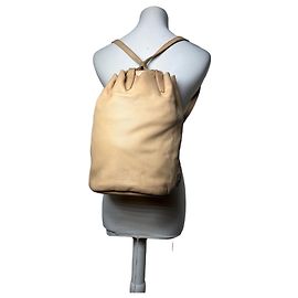 Vintage Loewe Leather Drawstring Backpack Late 1990s Beige Beige