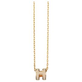 Hermès Collier Hermes Mini Pop H Marron Doré