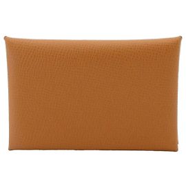 Hermès Hermes Calvi Duo Card Case Golden Light green