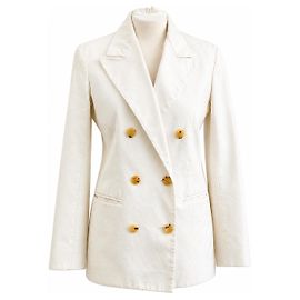 The Row Double-Breasted Cotton Blazer in Cream Cream