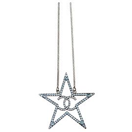 Chanel Star Coco Mark Strass-Halskette Silber Hellblau