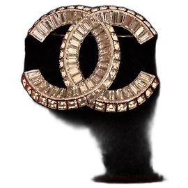Chanel CC Logo Kristall Brosche Silber