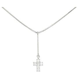 Autre Marque Colar de Diamantes Cruz PT850 Prata