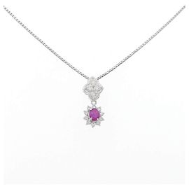 Autre Marque Platinum Star Ruby Diamond Halskette Rot