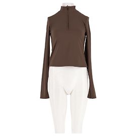 Autre Marque ALO brauner figurbetonter Pullover mit Stehkragen Braun