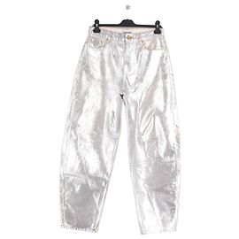 Ganni Jeans in cotone argentato Argento