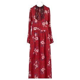 Zadig & Voltaire Rotes Seidenkleid mit Blumenmuster Rot
