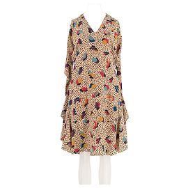 Vestido Chloé de seda bege com padrão abstrato Bege
