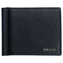 Prada Navy grained leather money clip wallet Other