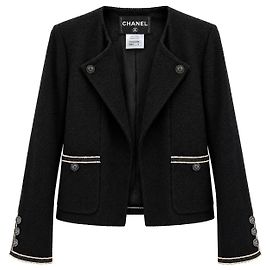 Chanel Cropped Jacke aus schwarzer Wolle Schwarz