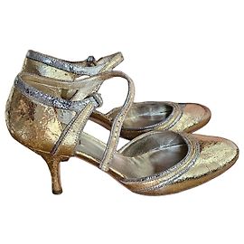 Miu Miu gold strap high heel shoes Golden