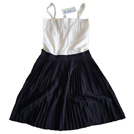 Maison Martin Margiela MM6 Maison Margiela Plisseekleid in Schwarz und Weiß Schwarz Weiß