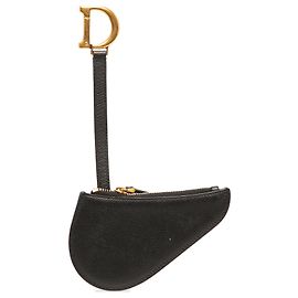 Dior Black Grained Calfskin Saddle Key Pouch Black