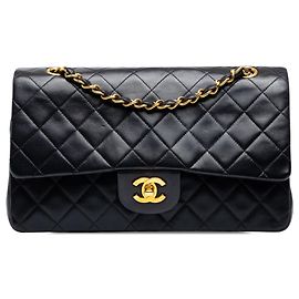 Chanel Black Medium Classic Lambskin Double Flap Black