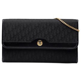 Borsa a tracolla con catena Diorissimo Trotter Canvas Nera Dior Nero
