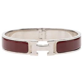 Hermès Red Narrow Enamel Clic H Bracelet PM Red Other