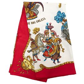 Lenço de seda Hermès White Les Fetes du Roi Soleil 90 Branco