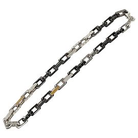 Colar de corrente Monogramme em aço inoxidável prateado e strass Louis Vuitton Prata