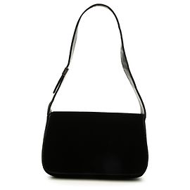 Sac à épaule Prada en velours noir Noir