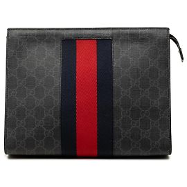 Gucci Black GG Supreme Web Clutch Black