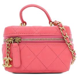 Chanel Mini CC Caviar Top Handle Vanity Case Rose Rose
